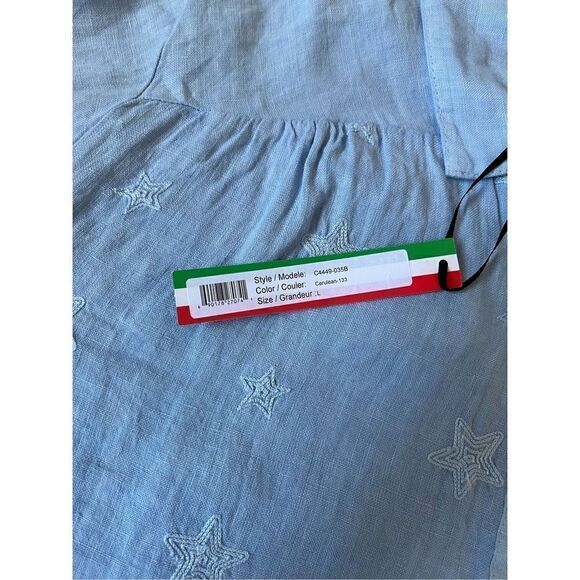NWT Charlie B Linen Stars Embroidered Button Front Top size L - Picture 13 of 13